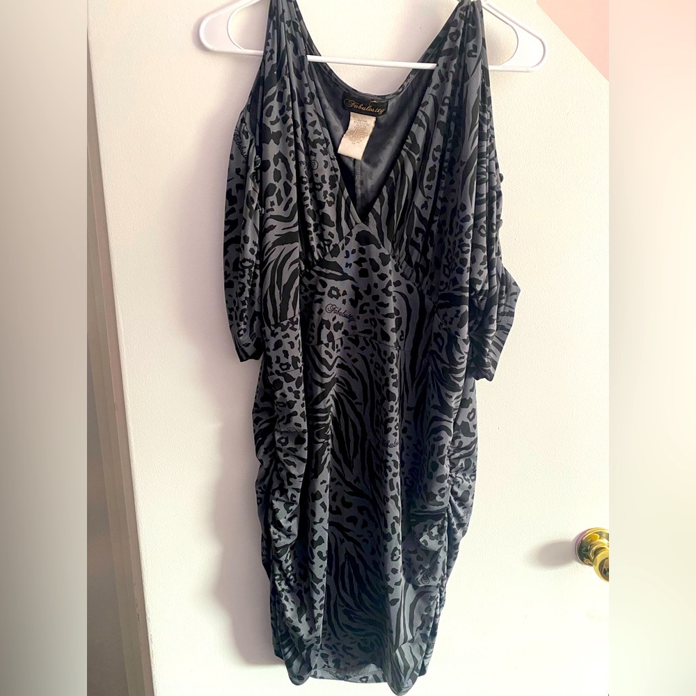 2X animal print dress